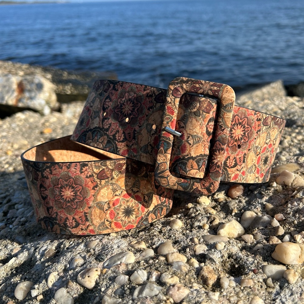 Vegan Cork Floral Belt Waist 35" - 40" - Picture 6 of 7